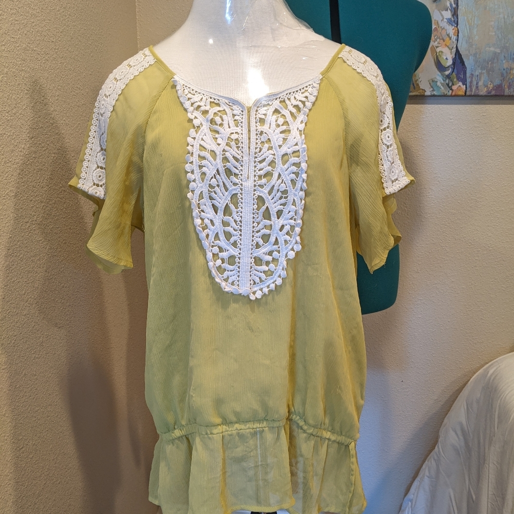 Apt 9 Green Blouse with drawstring waist #48